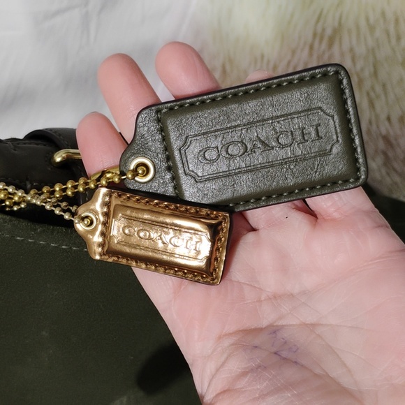 FIRM PRICE! RARE! Coach Olive Green Suede Collection Shoulder Bag/Dust Bag - Picture 4 of 16